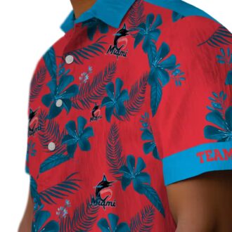 Miami Marlins Floral Print Hawaiian Shirt - 2025 Summer Fan Favorite