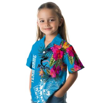 Miami Marlins Hawaiian Button Up Shirt - Floral Polynesian Aloha Style for Summer