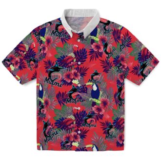 Miami Marlins Hawaiian Shirt for Baseball Fans - Toucan Floral Print