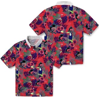 Miami Marlins Hawaiian Shirt for Baseball Fans - Toucan Floral Print