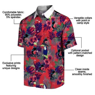 Miami Marlins Hawaiian Shirt for Baseball Fans - Toucan Floral Print