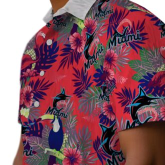 Miami Marlins Hawaiian Shirt for Baseball Fans - Toucan Floral Print
