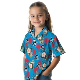 Miami Marlins Hawaiian Shirt for Men - Blue Palm Tree Flower Design, Perfect for Summer BBQ