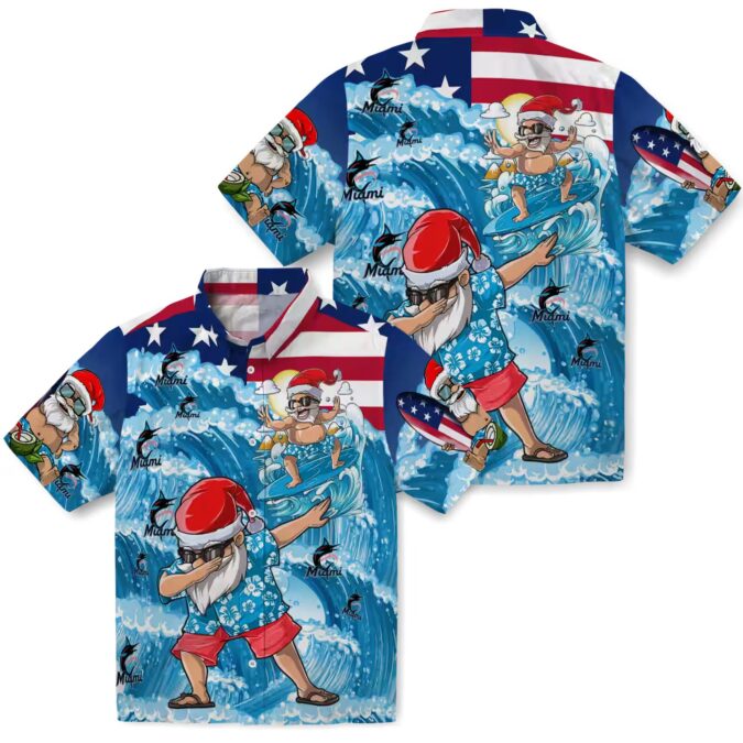 Miami Marlins Holiday Aloha Shirt - Surfing Santa Christmas Gift for Fans