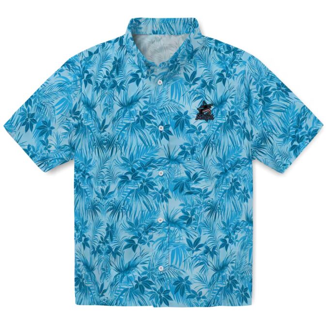 Miami Marlins Leafy Pattern Hawaiian Shirt - Official MLB Fan Gear for Summer Outings
