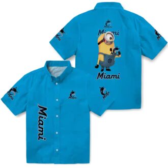 Miami Marlins Stuart Minion Blue Hawaiian Shirt - Vibrant MLB Aloha Apparel