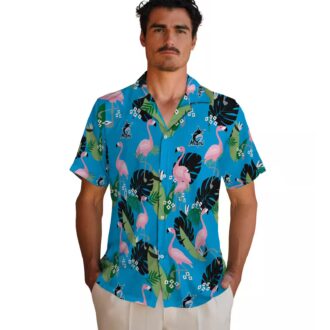 Miami Marlins Summer Aloha Shirt - Blue Flamingo Leaf Vacation Style