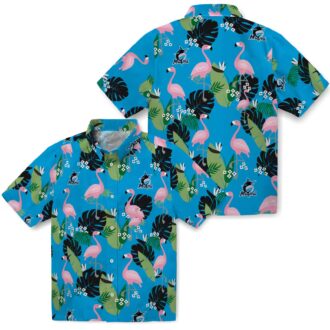 Miami Marlins Summer Aloha Shirt - Blue Flamingo Leaf Vacation Style