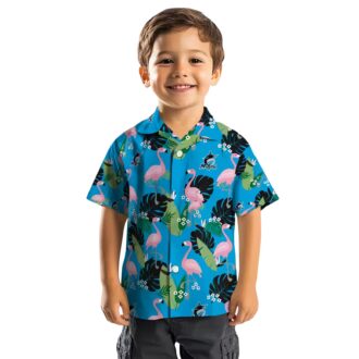 Miami Marlins Summer Aloha Shirt - Blue Flamingo Leaf Vacation Style