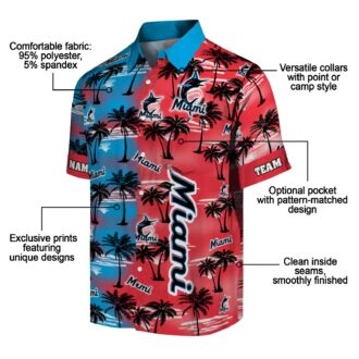 Miami Marlins Tropical Aloha Hawaiian Shirt - Palm Silhouette Summer Fan Gift