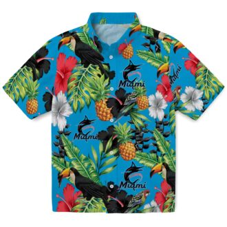 Miami Marlins Tropical Button Up Shirt - Toucan & Pineapple Aloha Style for Summer Trips