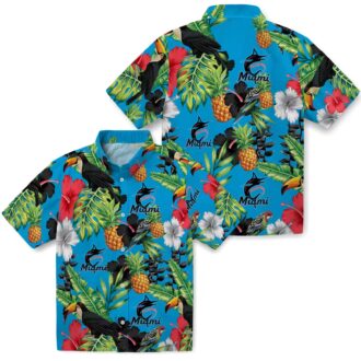 Miami Marlins Tropical Button Up Shirt - Toucan & Pineapple Aloha Style for Summer Trips