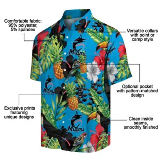 Miami Marlins Tropical Button Up Shirt - Toucan & Pineapple Aloha Style for Summer Trips