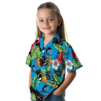 Miami Marlins Tropical Button Up Shirt - Toucan & Pineapple Aloha Style for Summer Trips
