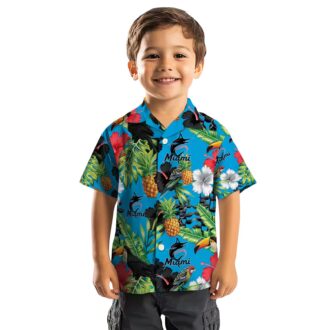 Miami Marlins Tropical Button Up Shirt - Toucan & Pineapple Aloha Style for Summer Trips