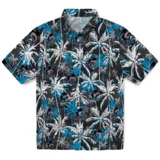 Miami Marlins Tropical Hawaiian Shirt - Palm Pattern Blue Black Shirt for Men