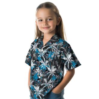 Miami Marlins Tropical Hawaiian Shirt - Palm Pattern Blue Black Shirt for Men