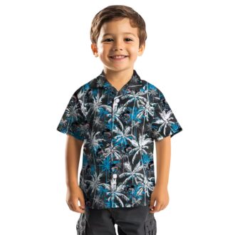 Miami Marlins Tropical Hawaiian Shirt - Palm Pattern Blue Black Shirt for Men