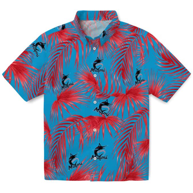 Miami Marlins Tropical Leafy Palms Hawaiian Shirt - MLB Summer Beachwear
