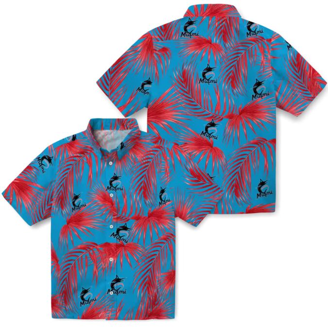 Miami Marlins Tropical Leafy Palms Hawaiian Shirt - MLB Summer Beachwear