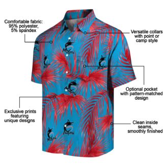 Miami Marlins Tropical Leafy Palms Hawaiian Shirt - MLB Summer Beachwear