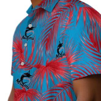 Miami Marlins Tropical Leafy Palms Hawaiian Shirt - MLB Summer Beachwear
