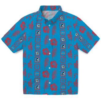 Official Miami Marlins Aloha Short Sleeve Shirt - Blue Tropical Floral Baseball Apparel