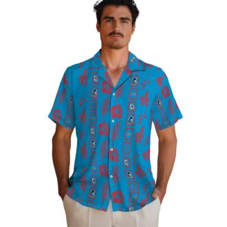 Official Miami Marlins Aloha Short Sleeve Shirt - Blue Tropical Floral Baseball Apparel