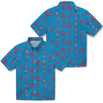 Official Miami Marlins Aloha Short Sleeve Shirt - Blue Tropical Floral Baseball Apparel