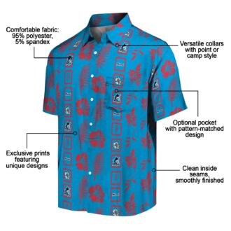 Official Miami Marlins Aloha Short Sleeve Shirt - Blue Tropical Floral Baseball Apparel
