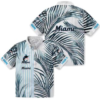 Official Miami Marlins MLB Hawaiian Shirt - Tropical Blue Black Stripes