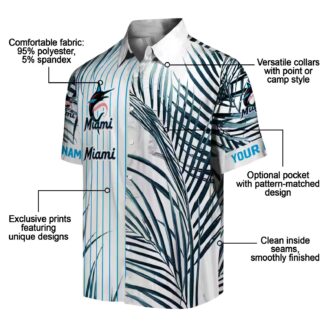 Official Miami Marlins MLB Hawaiian Shirt - Tropical Blue Black Stripes