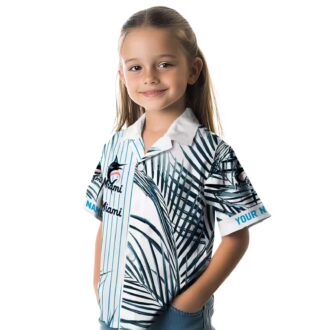 Official Miami Marlins MLB Hawaiian Shirt - Tropical Blue Black Stripes