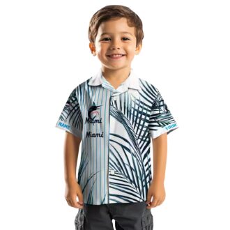 Official Miami Marlins MLB Hawaiian Shirt - Tropical Blue Black Stripes