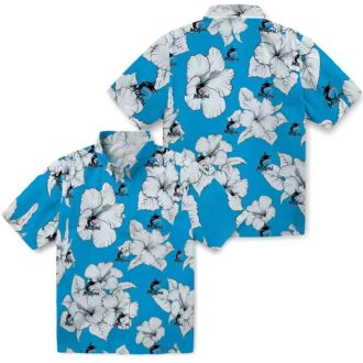 Official Miami Marlins Tropical Aloha Hawaiian Shirt - Blue & White Hibiscus Beachwear