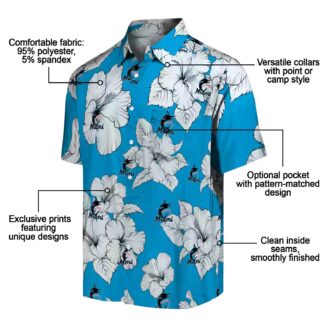 Official Miami Marlins Tropical Aloha Hawaiian Shirt - Blue & White Hibiscus Beachwear