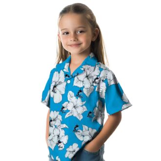 Official Miami Marlins Tropical Aloha Hawaiian Shirt - Blue & White Hibiscus Beachwear