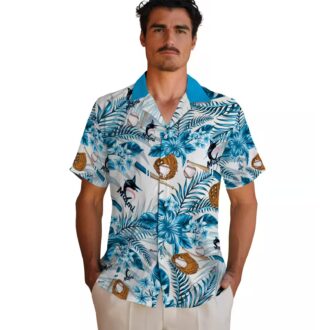 Personalized Miami Marlins Baseball Shirt - Blue Floral Button-Up for Beach