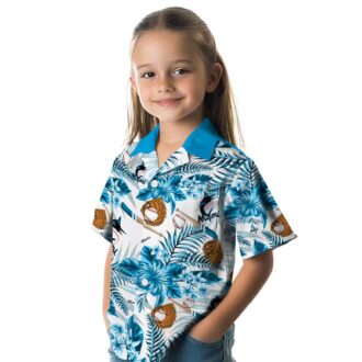 Personalized Miami Marlins Baseball Shirt - Blue Floral Button-Up for Beach