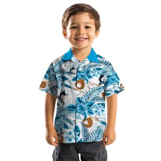Personalized Miami Marlins Baseball Shirt - Blue Floral Button-Up for Beach