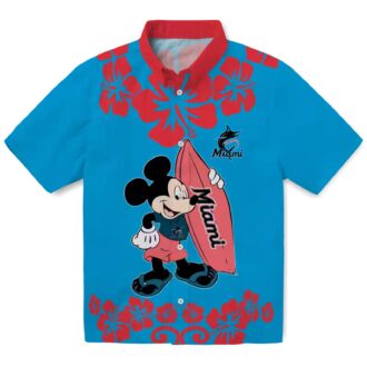 Surfing Mickey Miami Marlins Tropical Hawaiian Shirt for Men, MLB Fan Gift