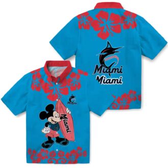 Surfing Mickey Miami Marlins Tropical Hawaiian Shirt for Men, MLB Fan Gift