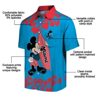 Surfing Mickey Miami Marlins Tropical Hawaiian Shirt for Men, MLB Fan Gift