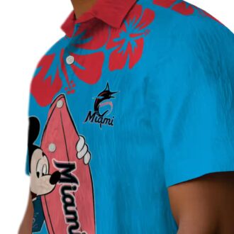 Surfing Mickey Miami Marlins Tropical Hawaiian Shirt for Men, MLB Fan Gift