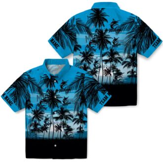 Unique Miami Marlins Tropical Hawaiian Shirt - Blue & Black Sunset Baseball Fan Gift