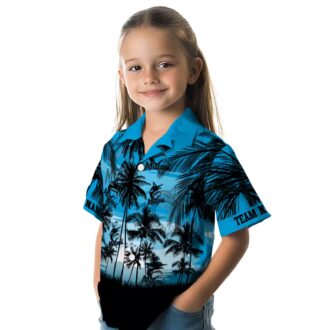 Unique Miami Marlins Tropical Hawaiian Shirt - Blue & Black Sunset Baseball Fan Gift