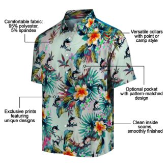 Women’s Miami Marlins Floral Hawaiian Shirt - Green Foliage Game Day Look