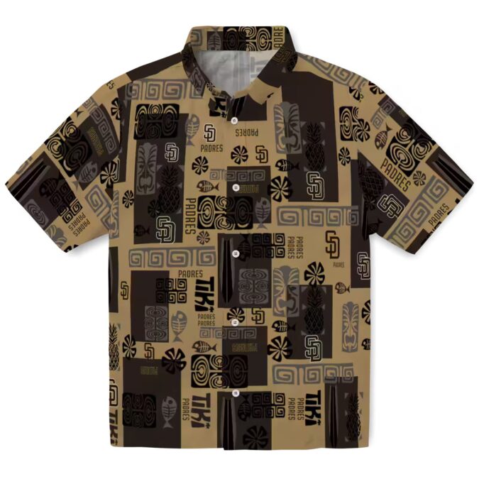 Brown San Diego Padres Hawaiian Shirt with Tribal Design - Perfect for Summer & Tailgate
