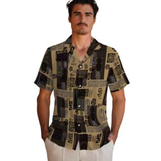 Brown San Diego Padres Hawaiian Shirt with Tribal Design - Perfect for Summer & Tailgate