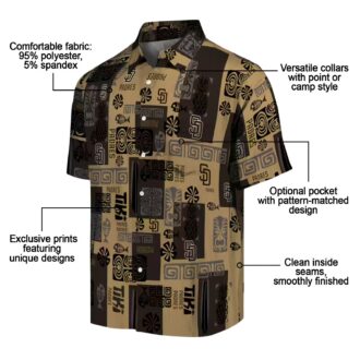 Brown San Diego Padres Hawaiian Shirt with Tribal Design - Perfect for Summer & Tailgate
